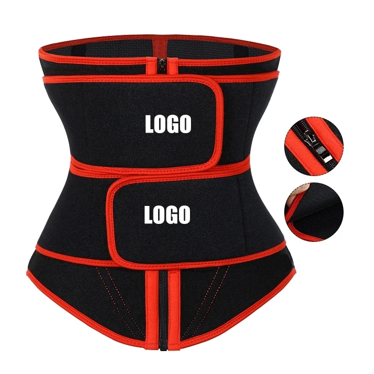 

slimming waist trainers body shaper for women neoprene waist trainer corset two belts fajas colombianas Shapewear, Black,red