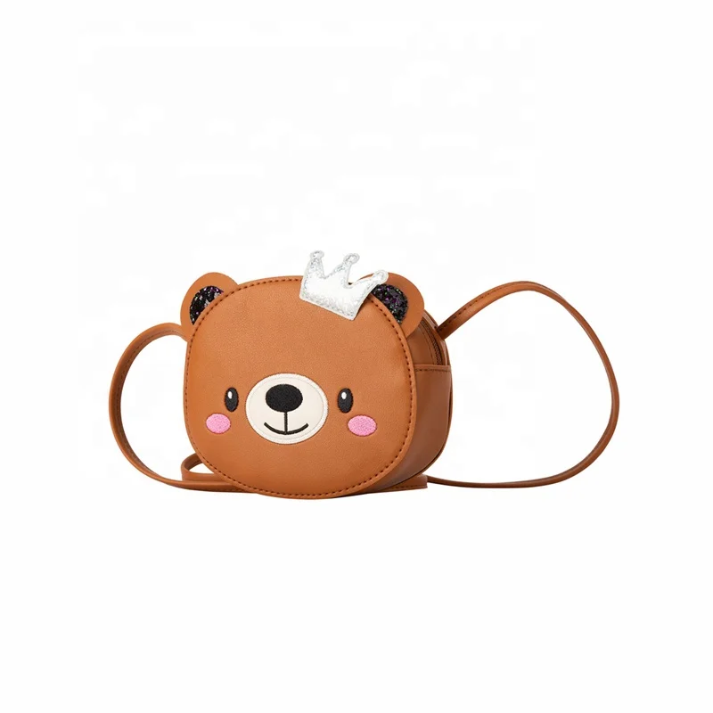 

Heopono Branded Small Children Kids Satchel Change Purse Girls Cute Bear PU Leather Fashion Cartoon Animal Crossbody Bag, Customizable