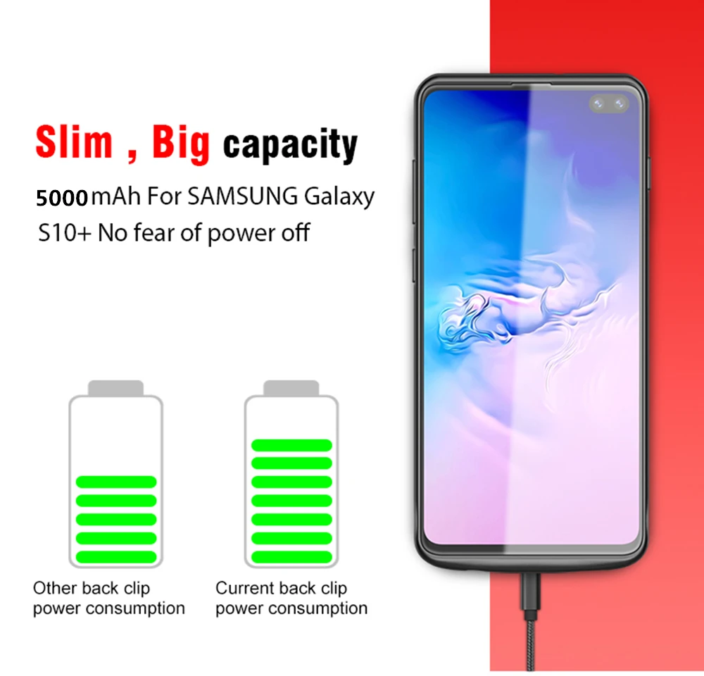 Power Bank Station For Samsung S10 Plus Cover Phone Case 5000mAh For Galaxy S10 Plus Battery Case Dropshipping Agent - ANKUX.COM