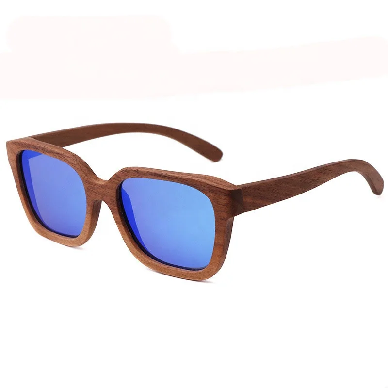 

Fashion Classic Style Wooden Square Custom Logo Sunglasses For Unisex, Blue