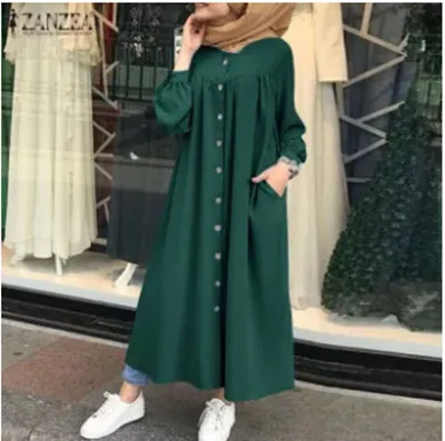 

2020 autumn new long sleeve button casual loose pocket dress factory direct sales