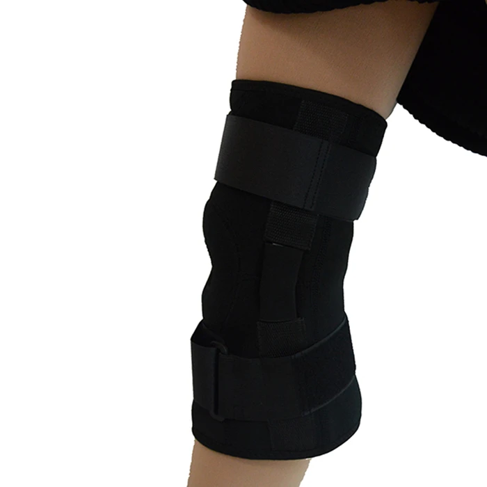 

Factory OEM Adjustable gym knee double sleeve support protect knee pads knee brace, Black