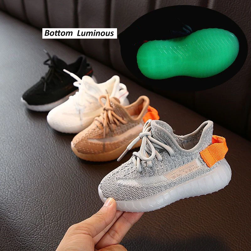 

Children Kanye west yeezy Reflective Shoes Kids Casual Shoes New Breathable Mesh Sneakers Lace Summer Winter Unisex Spring