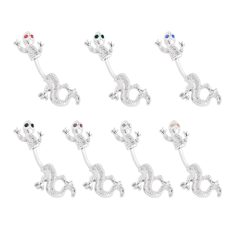 

wholesale anti-allergy titanium body piercing jewelry Gecko animal shaped Navel belly button rings for woman