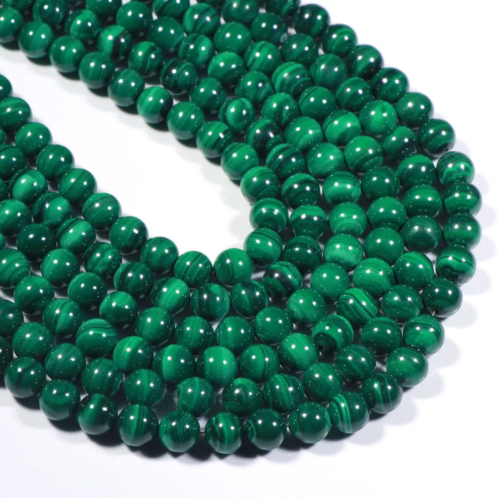 

High Quality Real Malachite Beads Strand, 4/6/8/10/12mm Round Stone Loose Beads Natural Green Malachite, Green as picture