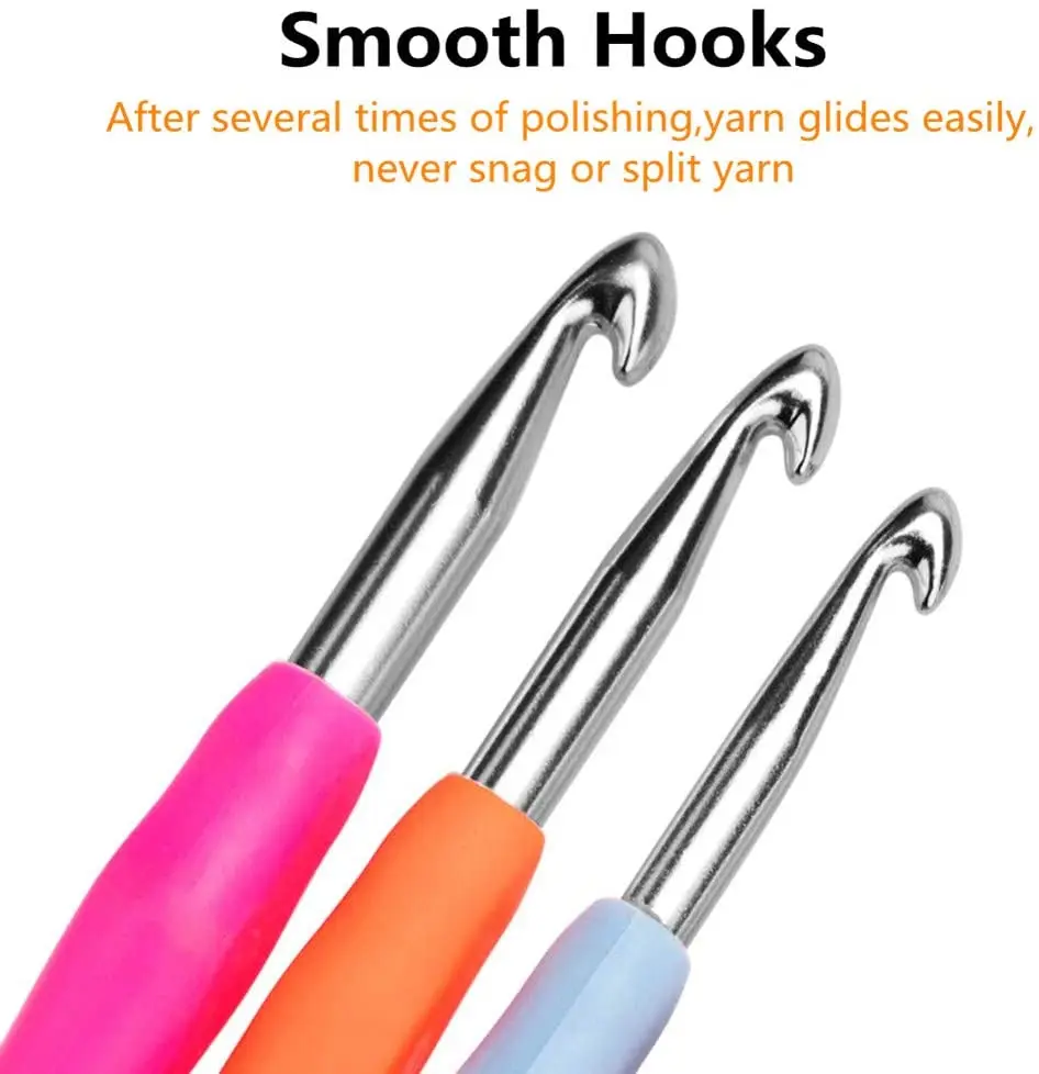 14 Tamaños Ganchos De Ganchillo Conjunto De 2mm(b)-10mm(n) Ergonómico