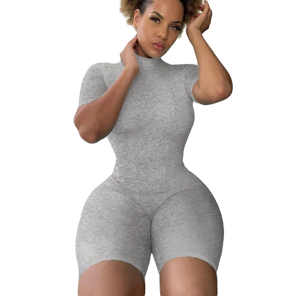 

2021Womens Sports Short-sleeved Jumpsuit Rompers Biker Sexy Short One Piece Outfit Bodycon Jumpsuit, Customized color