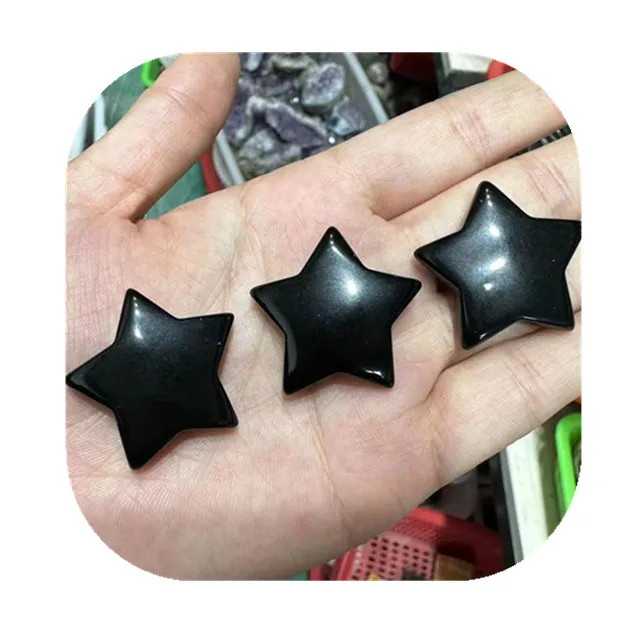 

Wholesale crystal Healing Energy stone Carved crystal crafts obsidian star for home decoration