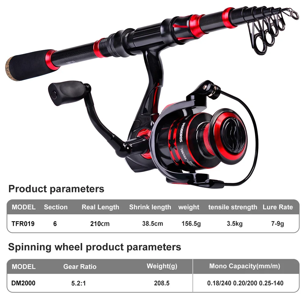 

2.1m fishing rod reel fishing pole carbon fiber fishing rods with Casting reel or Spinning reel combo set