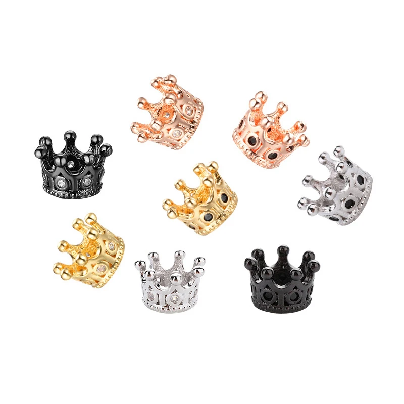 

XuQian Brass Micro Pave Zircon CZ Crown Shape Spacer Beads For DIY Jewelry Making