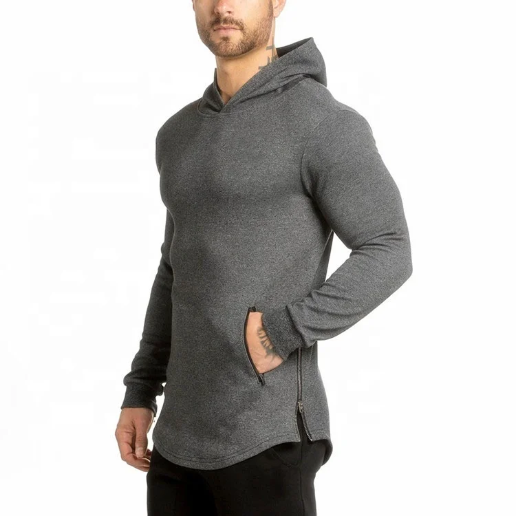 Curve Bottom Pullover With Pockets Muscle Fit Scoop Bottom Mens Gym ...