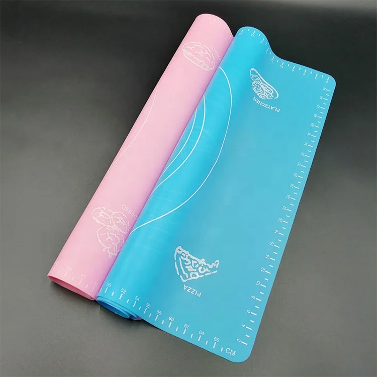 

Silicone Baking Mat BPA Free Non stick and Non Slip Blue Table Sheet Baking Supplies for Bake Pizza Cake, Blue,pink