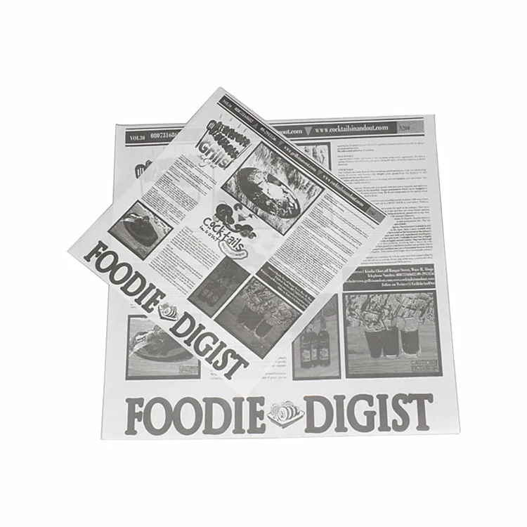 
Newspaper style paper liner greaseproof 