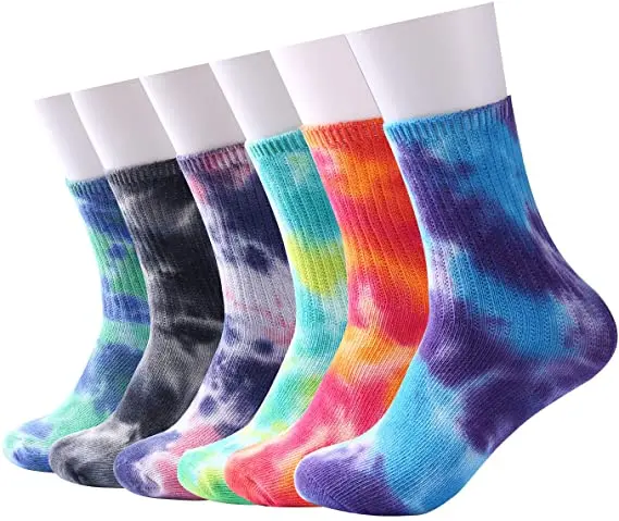 

Womens and Mens Funny Novelty Colorful Custom Tie Dye Socks Fashion Wonderful Skateboard Crew Socks Pack Hot Sell, Custom color