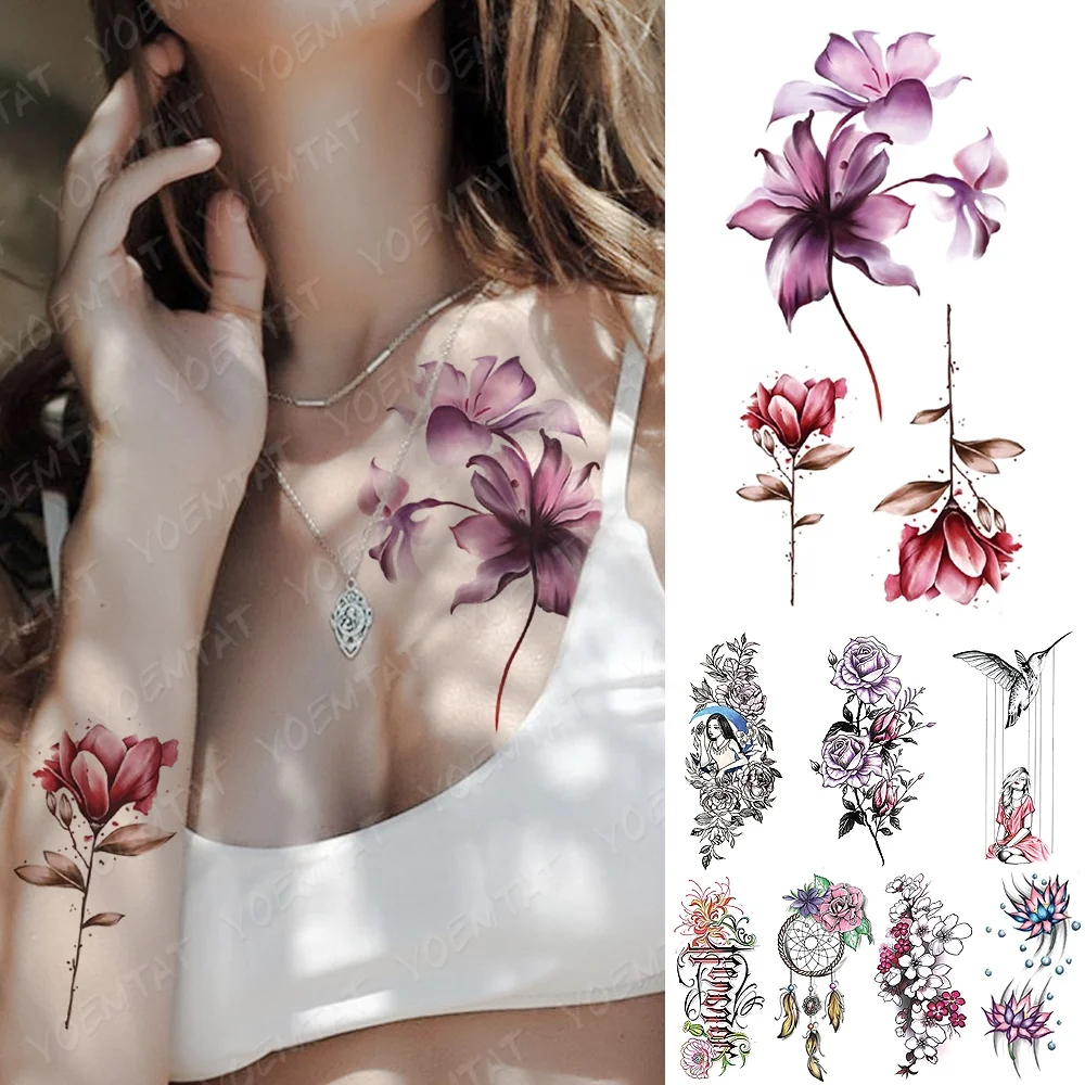 

2021 new styles sexy flower Waterproof Temporary Body Art Tattoo Sticker, Cmyk