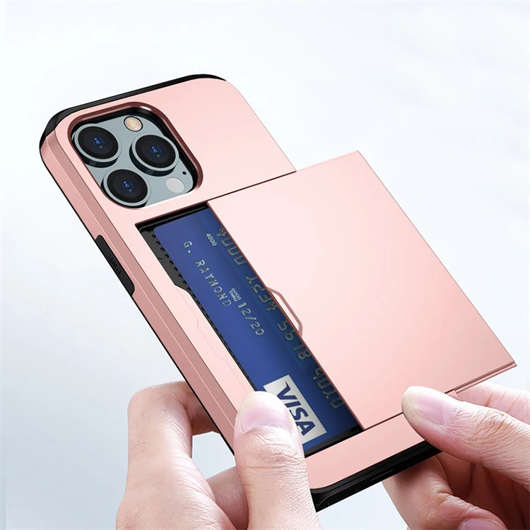 

Wallet Card Slot Phone Cover For iPhone 15 Pro Max Sliding Hidden Phone Case Slide 2 in 1 Wallet Credit Card Slot Phone Case