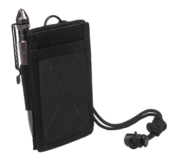 Black Tactical Id Card Holder Hook & Loop Patch Badge Holder Key Ring