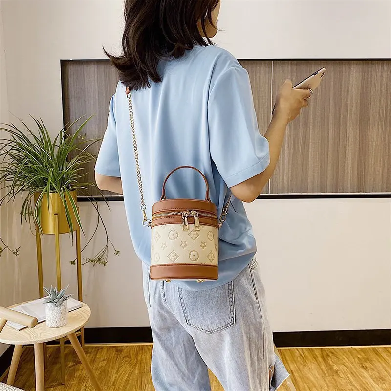 

New Hand-held Fashion Bucket Bags Women Handbags 2020 Vintage Mini Spring Bucket Bag Pu Leather Women Messenger Bag One-shoulder