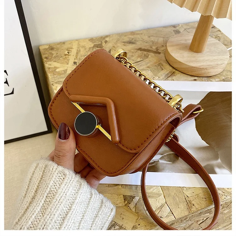 

2021 Solid PU Leather Ladies Handbags Cross Shoulder Golden Chain Girl Tiny Bags and Small jelly purses Women Fashion Bag Mini