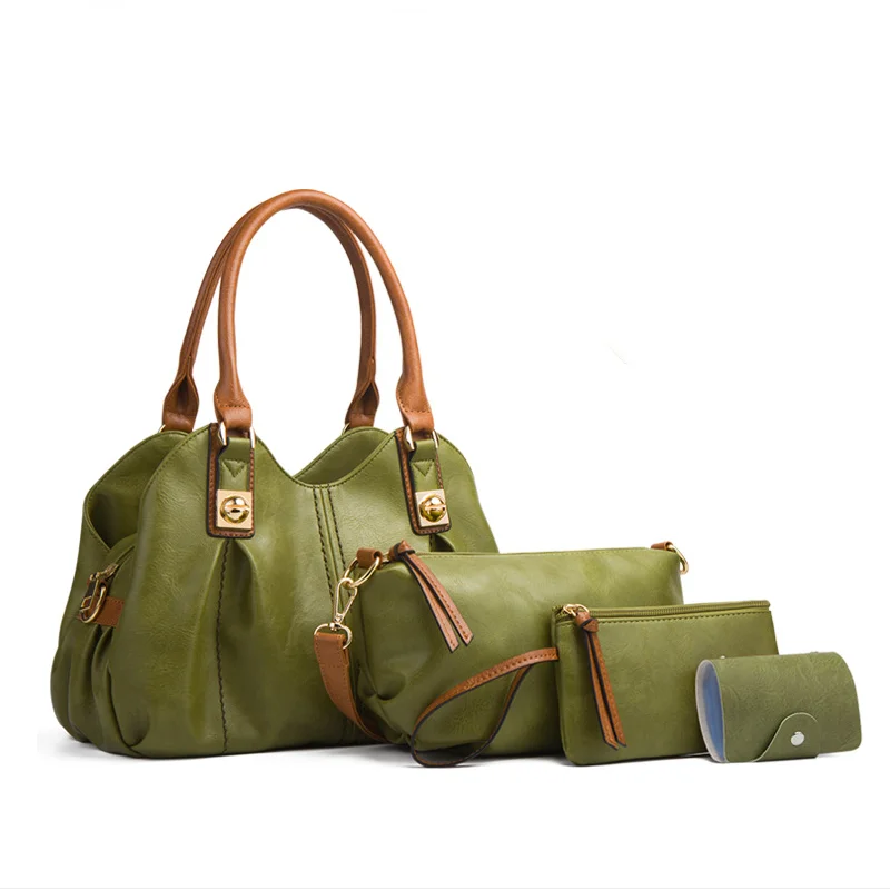 

Amazon Ebay Sale Well European Style Stylish Four Sets Series Women Purse Top Quality Women Leather Backpack Shoulder Bag YG-034, Picture