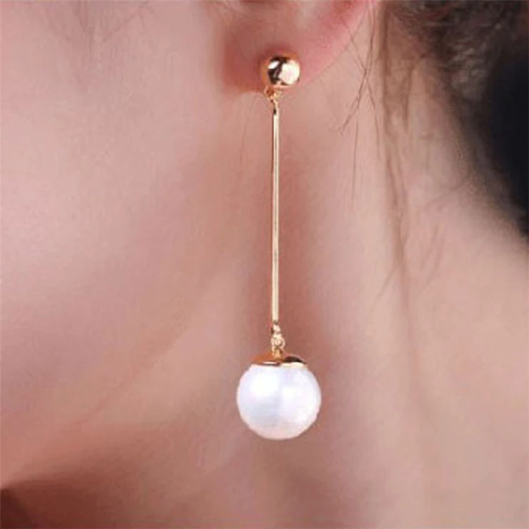 Korean  pearl hoop drop Tassel  trendy Earrings For Women Sweet Dangle Jewelry Wholesale