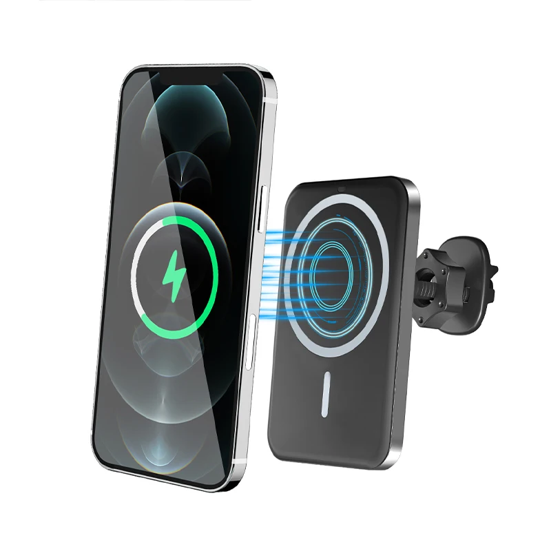 

2021 Amazon hot sell magnetic wireless car charger for phone 12 series, Black/white