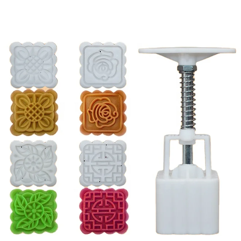 

Hand-pressed 50g 4 Pieces Square ABS Plastic Mooncake Mould, White