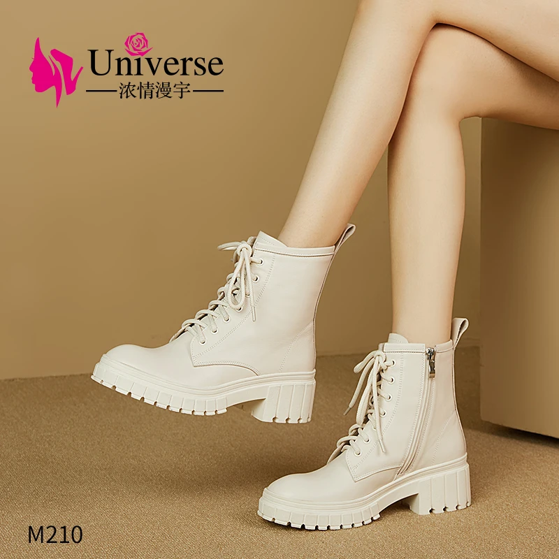 

M210 Fashion New Black Winter Genuine Leather Increased Heel Round Toe Boots Women Boots