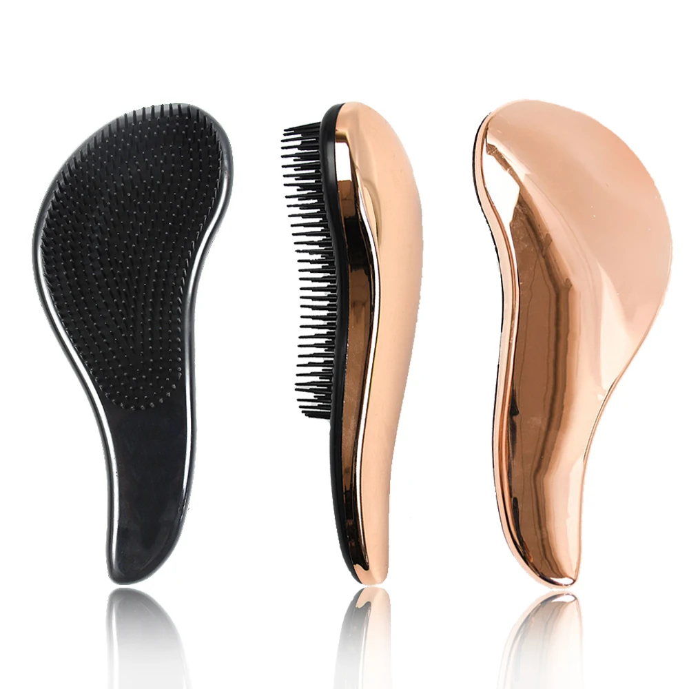 

Rose gold wholesale wet bristles brush detangling electroplated Wave Wet Dry Detangle hair Brush private label, Customized