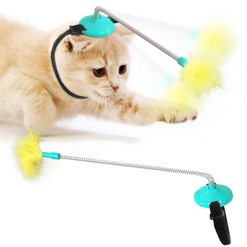 

Professional Manufacturer Popular Cat Toys Chaser Exercise Interactive Cat Feather Head Stick Pet Teasing Toy, American blue, pink, yellow, lake blue, green