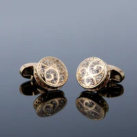 

XUSHI gold luxury wedding brass zircon cuff buttons round cufflinks men custom XK19S086