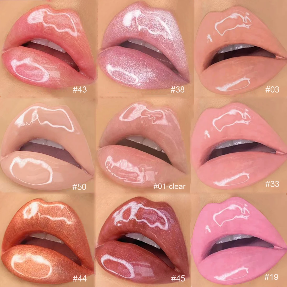 Free Samples Wholesale Light pink  Custom Label Lipgloss Vegan Shimmer clear Lip Gloss