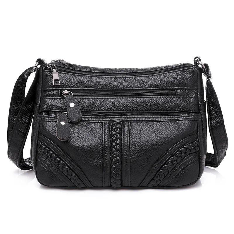 

Fashion Women Pu Soft Leather Shoulder Multi-layer Crossbody Bag Quality Small Red Handbag Purse