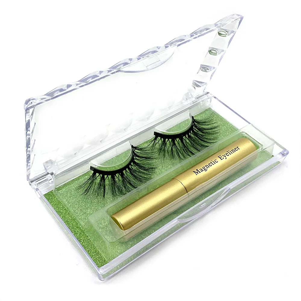 

OEM/ODM Quenlashes Wholesale 3d Magnetic Eyelashes Private Label 10 Magnet Mink Magnetic Eyelashes With Eyeliner Kit, Natural black