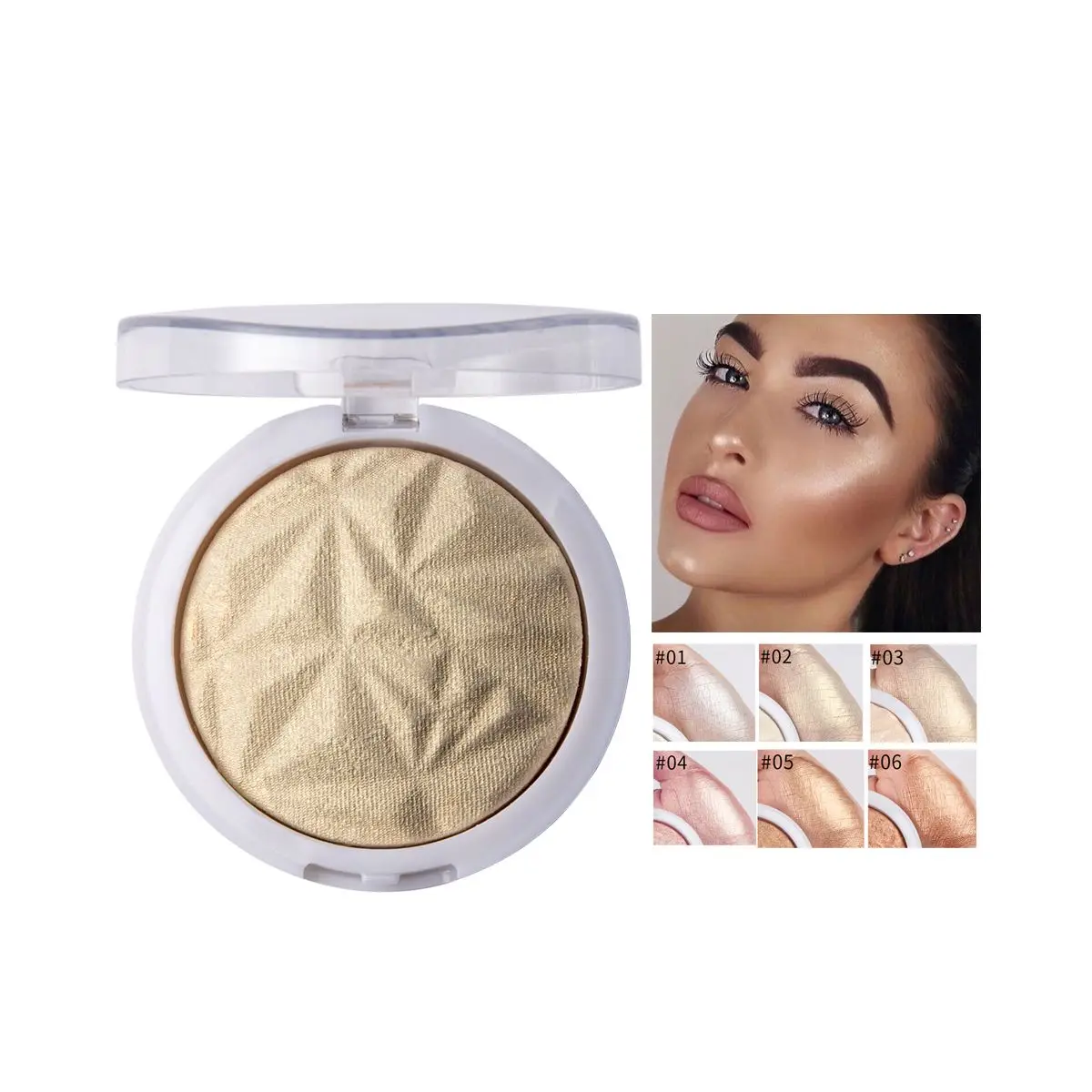 

Makeup Highlighter Lasting Brighten Trimming Single Color Contour Shading Powder Diamond Glow Highlight Pressed Powder, 6 colors