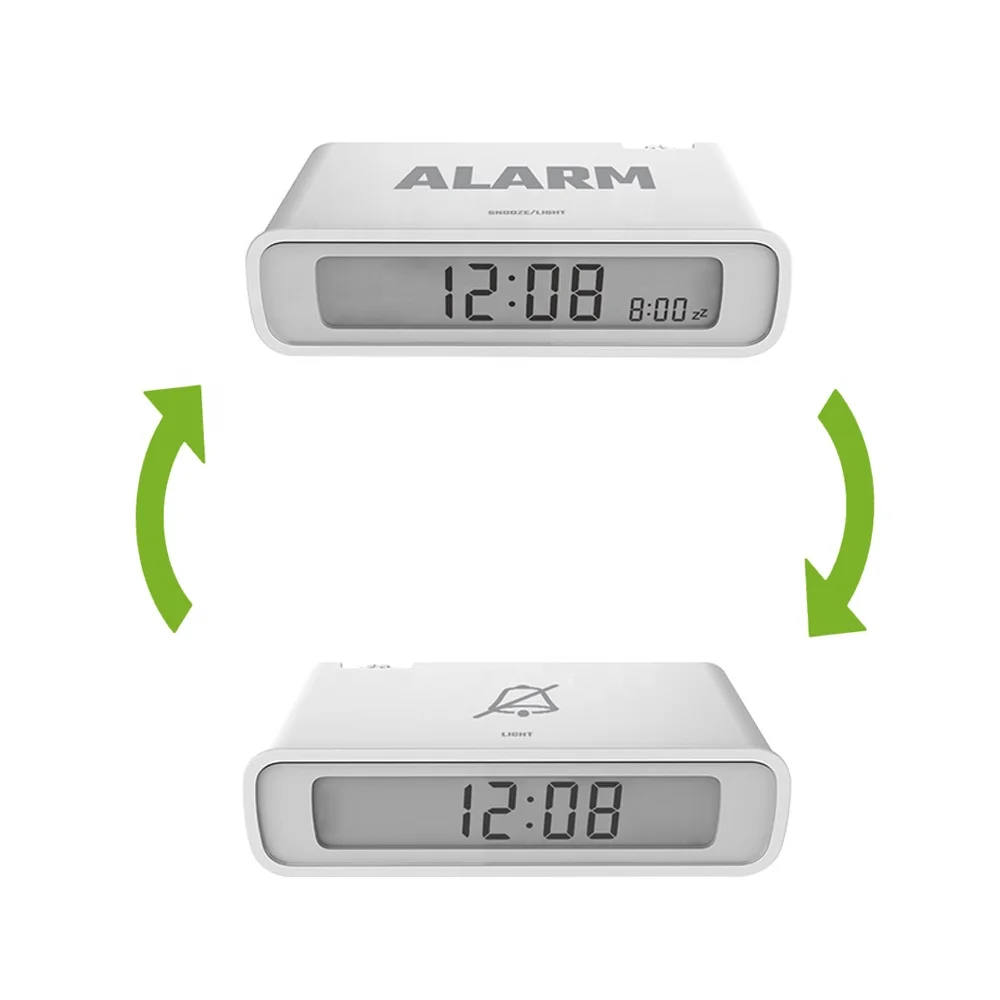 

BALDR B0346 Digital Flip Travel Alarm Clock for Bedrooms Desk Kids factory sale with White Backlight Snooze Portable Table Clock