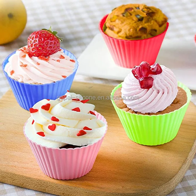 

Wholesale BPA free Heat Resistant Reusable Pack of 12 Pieces Muffin Silicone Baking Cups Custom Non-Stick Cupcake Liner