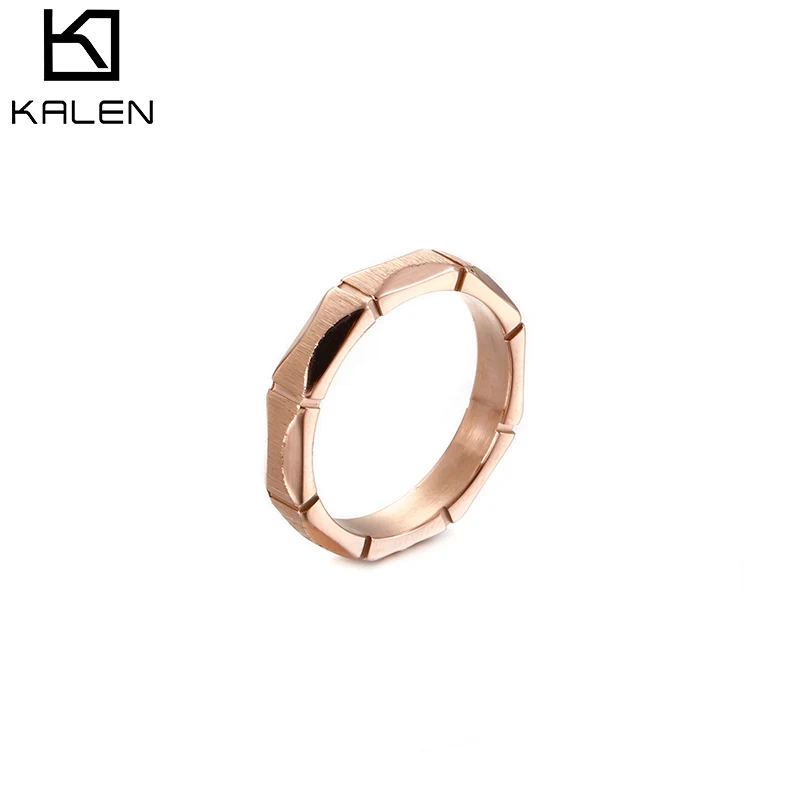 

New diamond simple and versatile titanium steel ring for women Korean geometric pattern for women jewelry ring wholesale, Customized