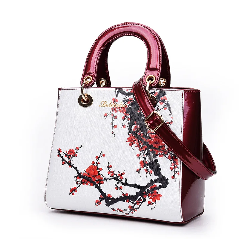 

Elegant Printed Handbag Women's Shoulder Messenger Bag Trendy Princess Bag, White, red, green, black, purple