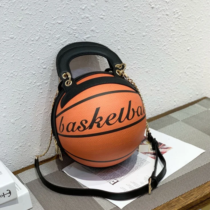 

Fashion 2020 wholesale purse and handbags new designer hand bag basketball shape shoulder round bag basketball bag, Doodle, brown, yellow