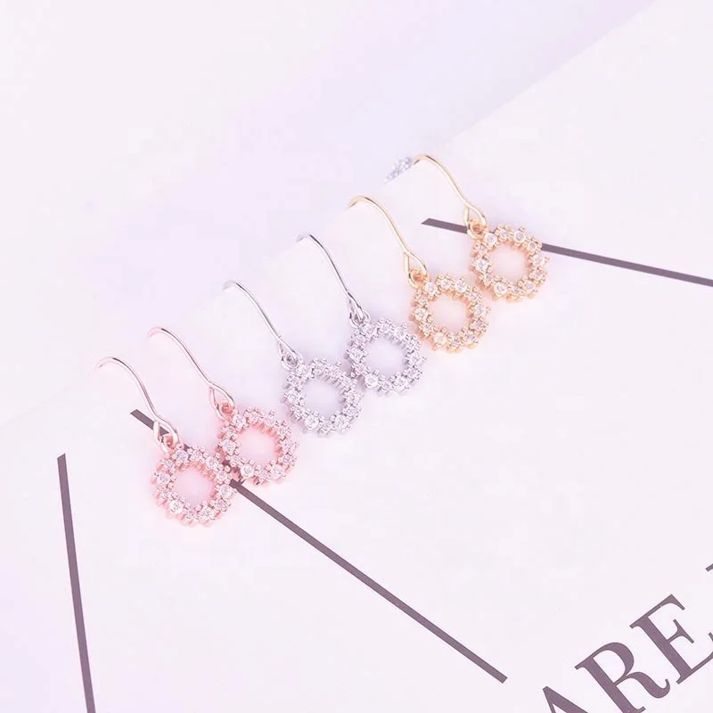 

Round Dazzling Linked 4cm Drop Stick Stud Earring For Women Fine Jewelry