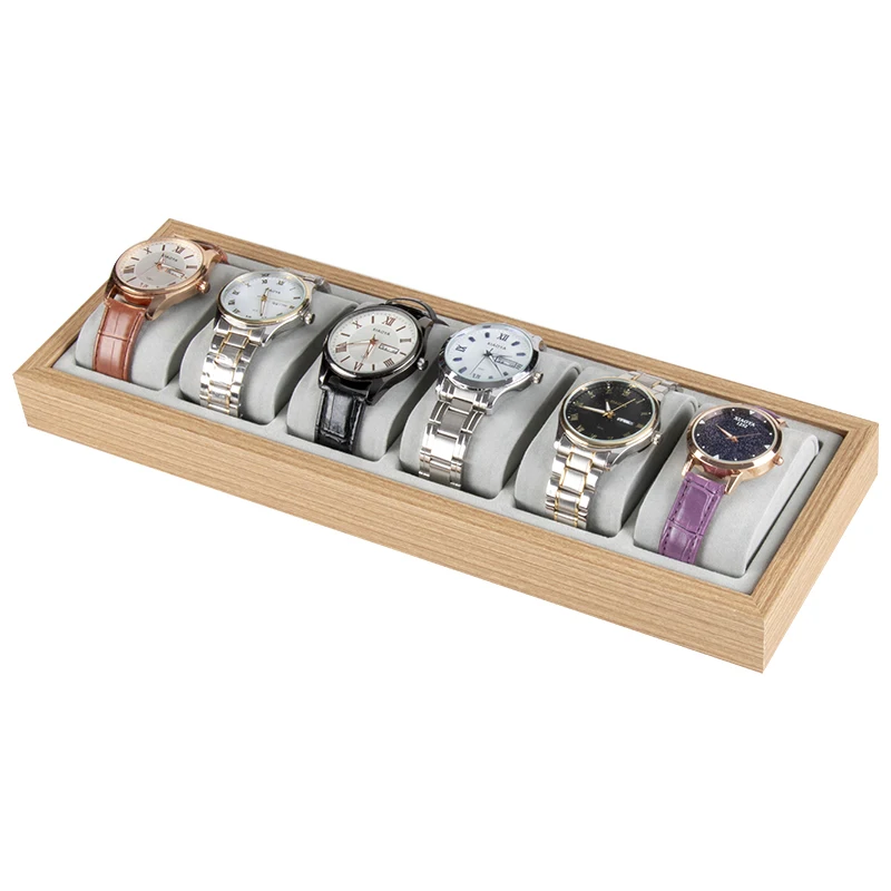 

New arrival 12 grids linen velvet bracelet watch display tray with pillow