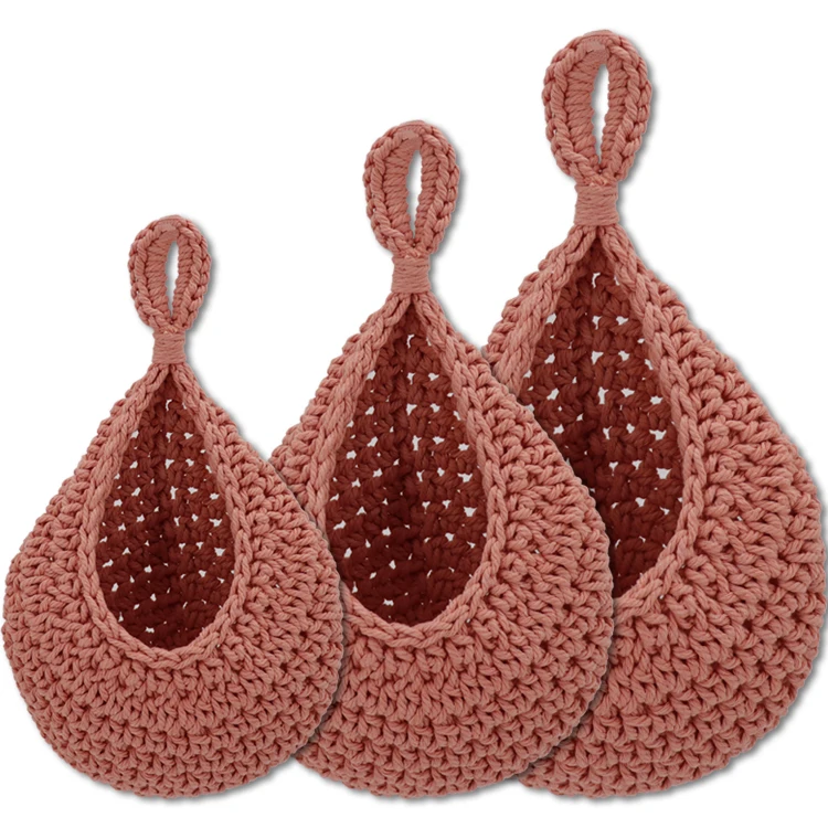 

Hanging Fruit Basket For Kitchen Wall Teardrop Garlic Storage Organizer Decor Home Boho Plant Holder Set Of 3