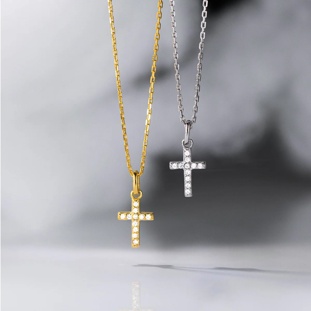 Fashion Pendant Necklace 925 Sterling Silver Trendy Cross Diamond Necklace Full Zircon Gold Plated Necklaces for Women
