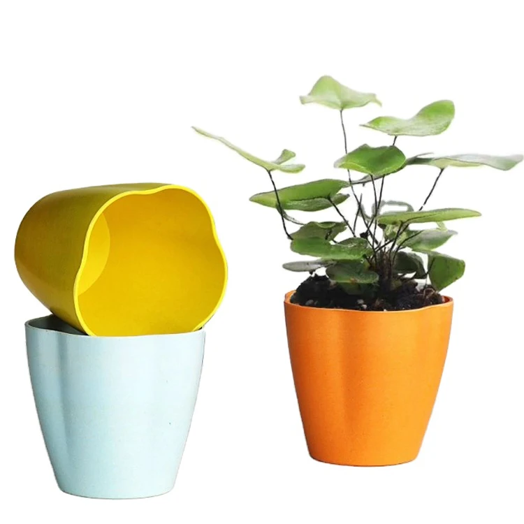 

Round fashion simple biodegradable cheap bamboo fiber flower pots planters, Customized color