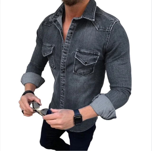 

Spring Comfortable Male Button Jackets Coat Slim jackets denim casual shirts for men