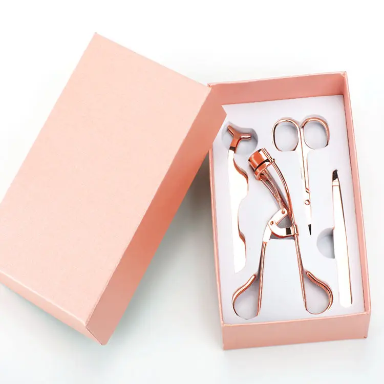 

Wholesale Custom Logo Mink Eyelashes Rose Gold Eyelash Tweezers curler Eyelash Applicator kit eyebrow tweezers