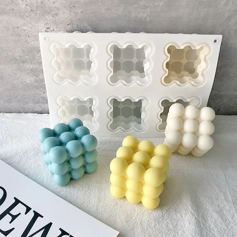 

Amazon Hot Selling Soy Wax Essential Oil Aromatherapy Round Magic Ball Candle Mould DIY Mini Bubble Cube Candle Mold, White