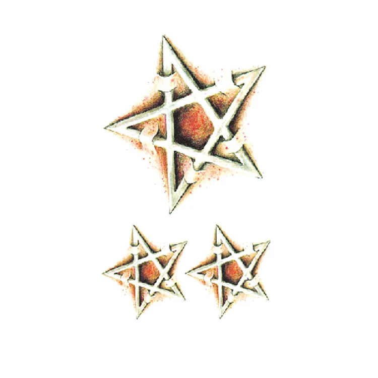 

Custom hot sale five-pointed star design 3D temporary tattoo Halloween sticker, Cmyk