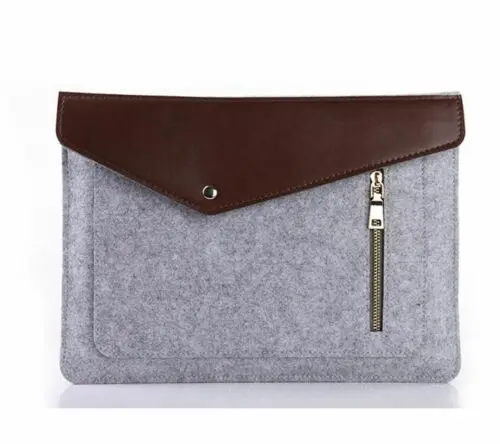 

Upin custom pu leather a3 protect laptop eco friendly felt 12" tote sleeve bag with zipper, Gray and custom